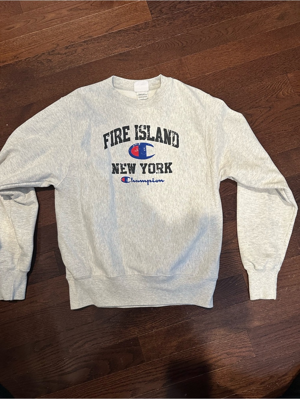 Champion Gray 'Fire Island New York' Crewneck Sweatshirt